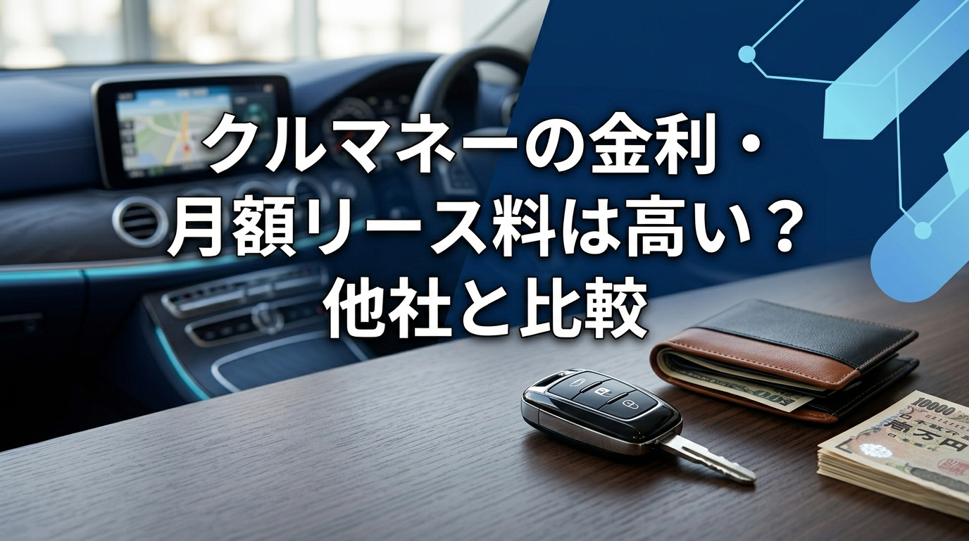 クルマネーの金利・実質コスト・月額リース料を徹底解説。カードローン・銀行融資・他のリースバックサービスとの費用比較も掲載。申込み前に必ず確認すべき費用の全体像がわかります。